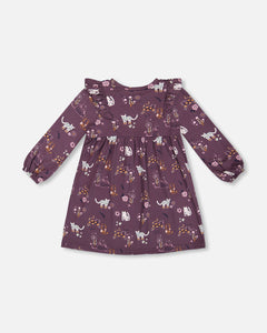 Deux Par Deux Cat Print Dress and Tights