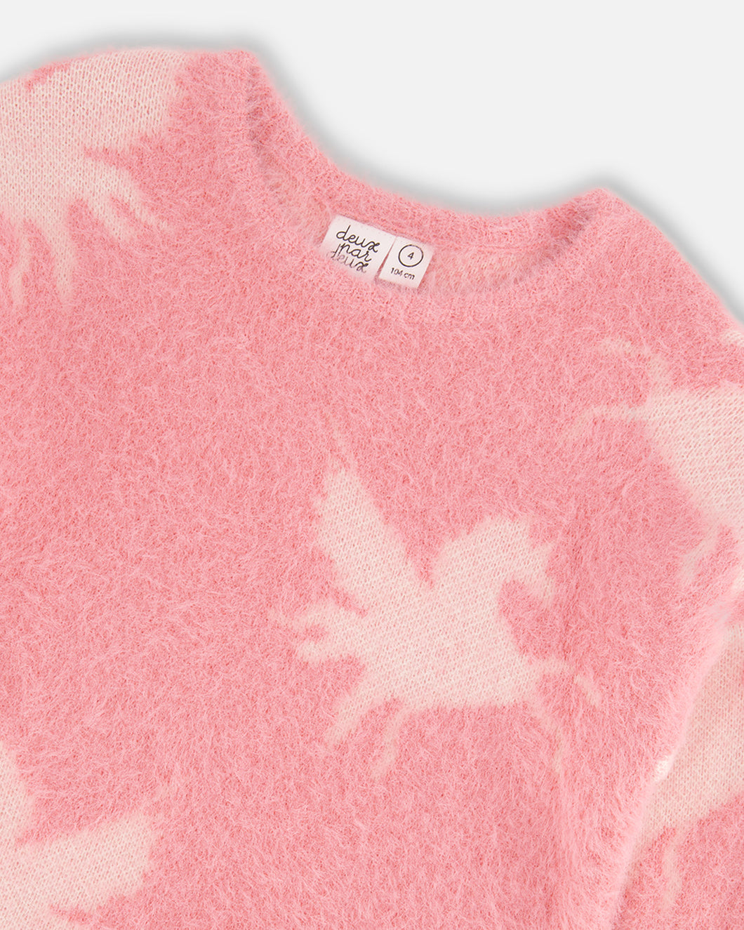 Deux Par Deux Unicorn Jacquard Knit Sweater Pink