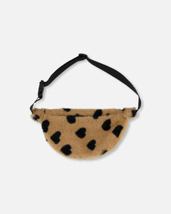 Deux Par Deux Heart Print Faux Fur Fanny Bag