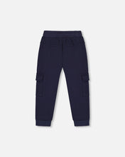 Load image into Gallery viewer, Deux Par Deux Fleece Cargo Pocket Jogger Navy
