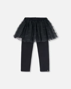 Deux Par Deux Black Tulle Skirt Leggings