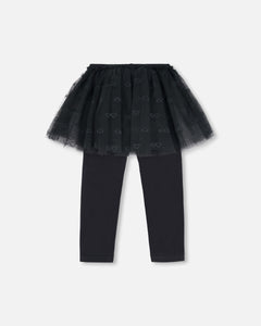 Deux Par Deux Black Tulle Skirt Leggings