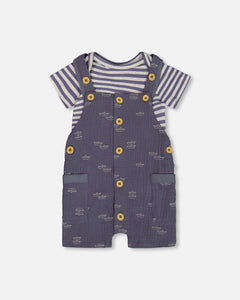 Deux Par Deux Muslin Shortall and Onesie Paper Boats