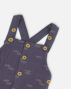 Deux Par Deux Muslin Shortall and Onesie Paper Boats