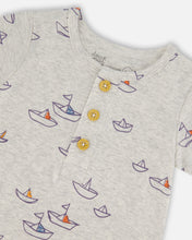 Load image into Gallery viewer, Deux Par Deux Little Paper Boats Shortie Playsuit
