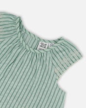 Load image into Gallery viewer, Deux Par Deux Chambray Stripe Top and Shorts Mint Green
