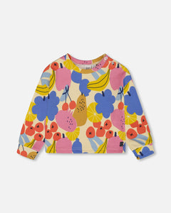 Deux Par Deux Fruit Print Terry Sweatshirt