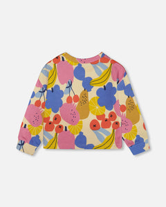 Deux Par Deux Fruit Print Terry Sweatshirt