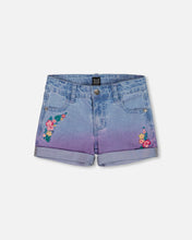 Load image into Gallery viewer, Deux Par Deux Embroidered Dip Dye Jean Shorts
