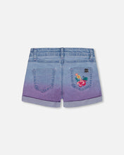 Load image into Gallery viewer, Deux Par Deux Embroidered Dip Dye Jean Shorts
