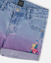 Load image into Gallery viewer, Deux Par Deux Embroidered Dip Dye Jean Shorts
