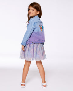 Deux Par Deux Embroidered Dip Dye Jean Jacket