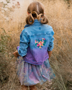 Deux Par Deux Embroidered Dip Dye Jean Jacket