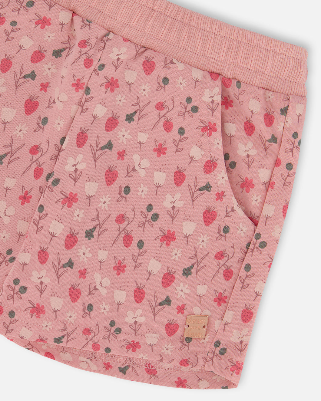 Deux Par Deux Strawberry Print Terry Shorts