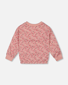 Deux Par Deux Strawberry Print Terry Sweatshirt