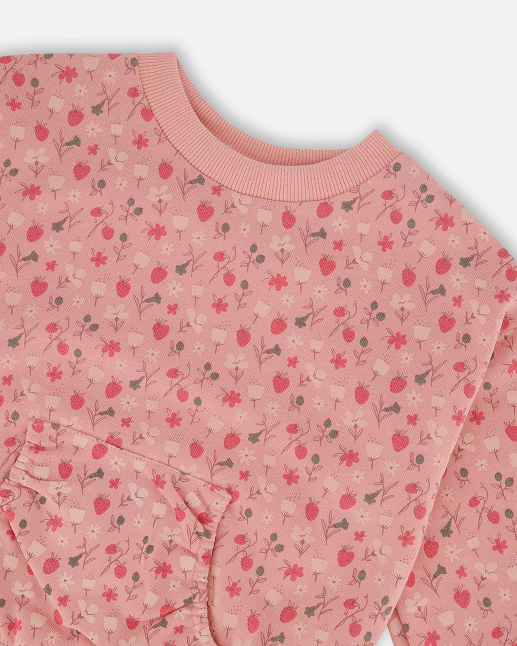 Deux Par Deux Strawberry Print Terry Sweatshirt