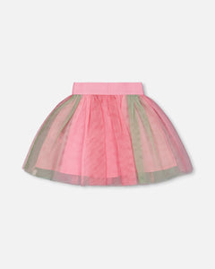 Deux Par Deux Gradient Pink to Green Mesh Skirt