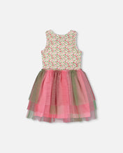 Load image into Gallery viewer, Deux Par Deux Flower Print Dress with Mesh Gradient Skirt
