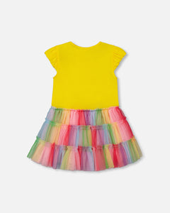 Deux Par Deux Dress with Rainbow Ruffle Tulle Skirt