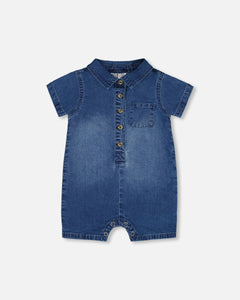 Deux Par Deux Denim Shortie Playsuit