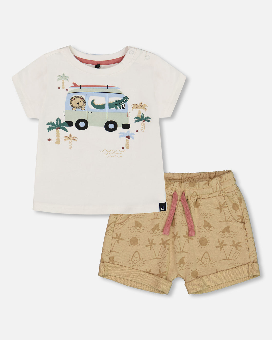 Deux Par Deux Beach Animals Tee and Short