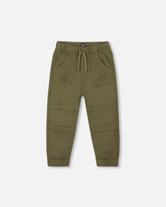 Deux Par Deux Stretch Twill Jogger Olive Green