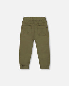 Deux Par Deux Stretch Twill Jogger Olive Green