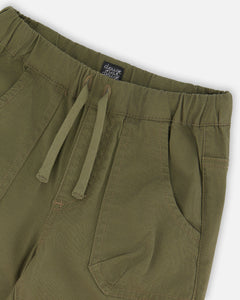 Deux Par Deux Stretch Twill Jogger Olive Green