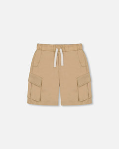 Deux Par Deux Cargo Pocket Shorts Almond Buff