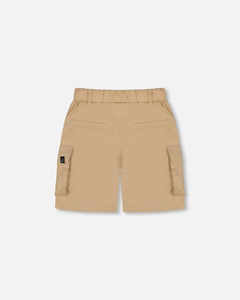 Deux Par Deux Cargo Pocket Shorts Almond Buff