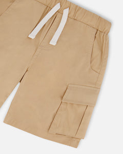 Deux Par Deux Cargo Pocket Shorts Almond Buff