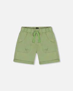 Deux Par Deux Stretch Twill Shorts Sage