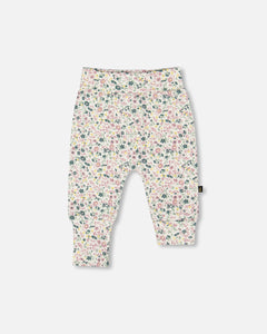 Deux Par Deux Onesie and Grow Pant Off White Floral