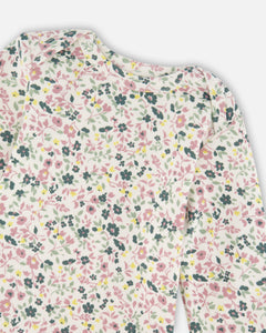 Deux Par Deux Onesie and Grow Pant Off White Floral