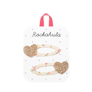 Rockahula Tiny Blossom Glitter Heart Clips