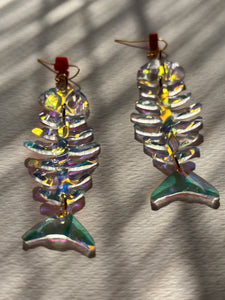 Dconstruct Fishbone Earrings Iridescent