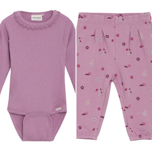 Minymo Baby Onesie and Print Jogger Orchid