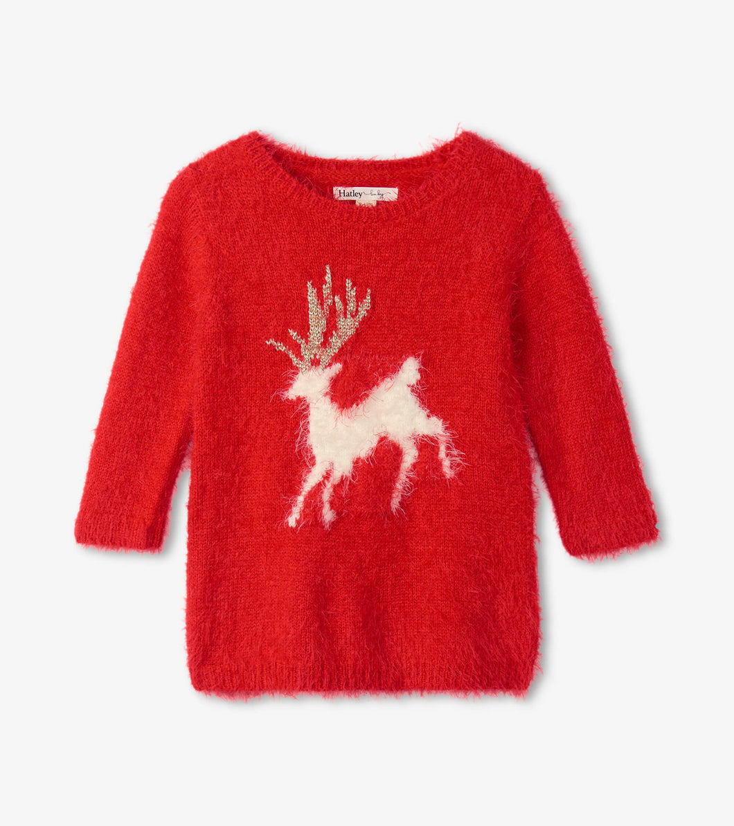 Hatley Holideer Fuzzy Baby Sweater Dress