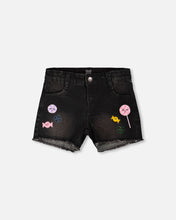 Load image into Gallery viewer, Deux Par Deux Black Denim Shorts
