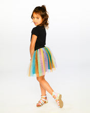 Load image into Gallery viewer, Deux Par Deux Rainbow Stripes Mesh Skirt
