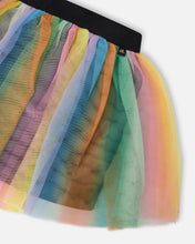Load image into Gallery viewer, Deux Par Deux Rainbow Stripes Mesh Skirt
