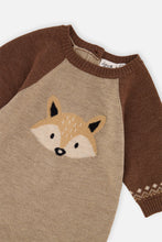 Load image into Gallery viewer, Deux Par Deux Fox Print Intarsia Knit Playsuit Apple Cinnamon
