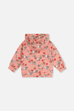 Load image into Gallery viewer, Deux Par Deux Cats and Flower Print Zip Hoodie
