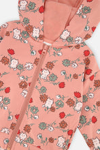 Load image into Gallery viewer, Deux Par Deux Cats and Flower Print Zip Hoodie
