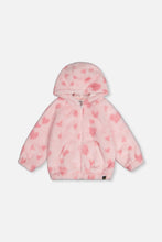Load image into Gallery viewer, Deux Par Deux Faux Fur Zip Jacket Jacquard Hearts
