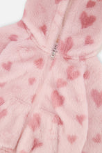 Load image into Gallery viewer, Deux Par Deux Faux Fur Zip Jacket Jacquard Hearts
