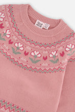 Load image into Gallery viewer, Deux Par Deux Flower Jacquard Sweater
