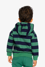 Load image into Gallery viewer, Deux Par Deux Fleece Hoodie Dino Stripes

