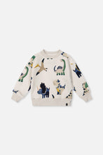 Load image into Gallery viewer, Deux Par Deux Dino Print Fleece Sweatshirt
