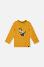 Load image into Gallery viewer, Deux Par Deux Dino Applique Tee Mustard Yellow
